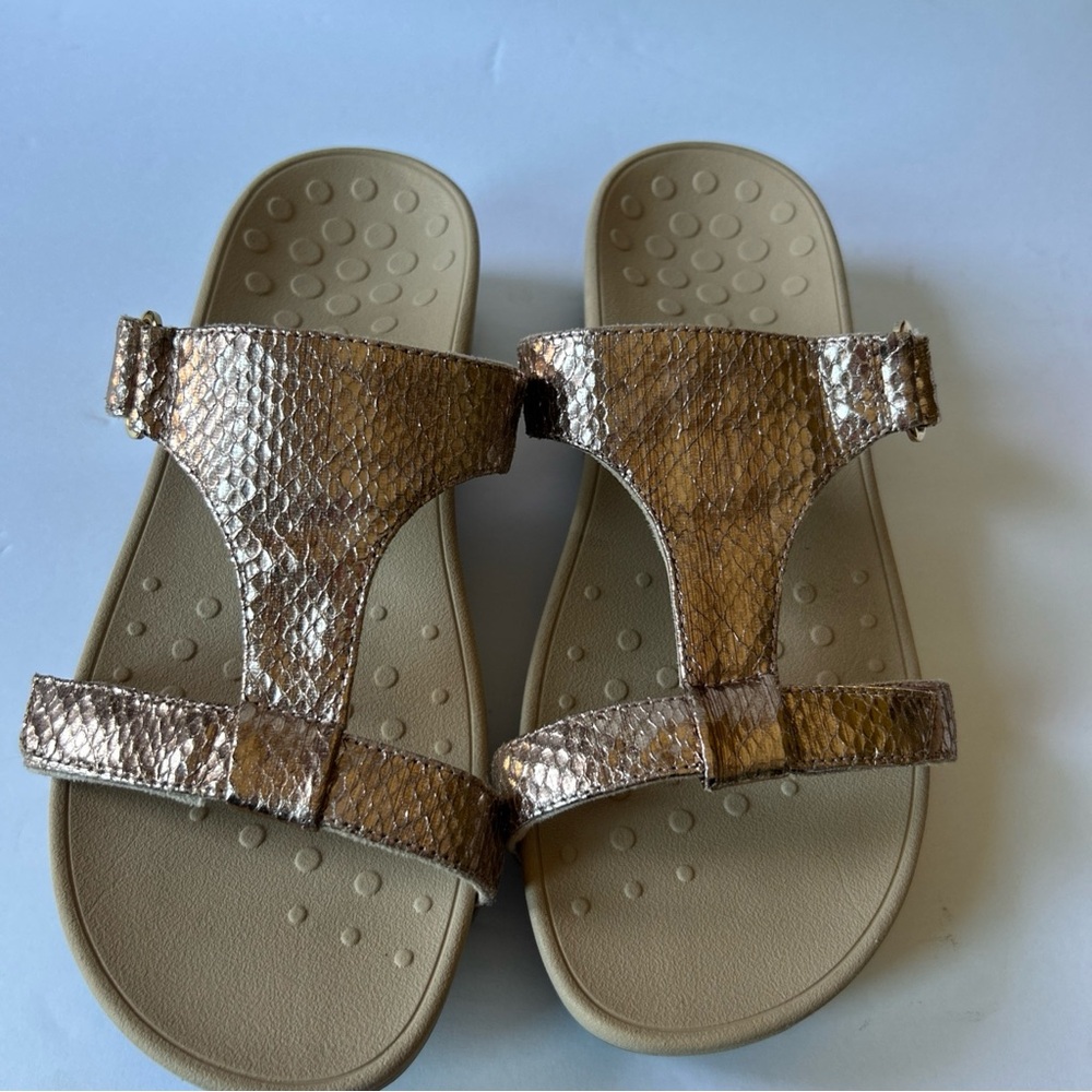 Vionic Pacific Ellie Rose Gold Snake Print Platforms Adjustable Sz 11-EUC - Picture 2 of 5